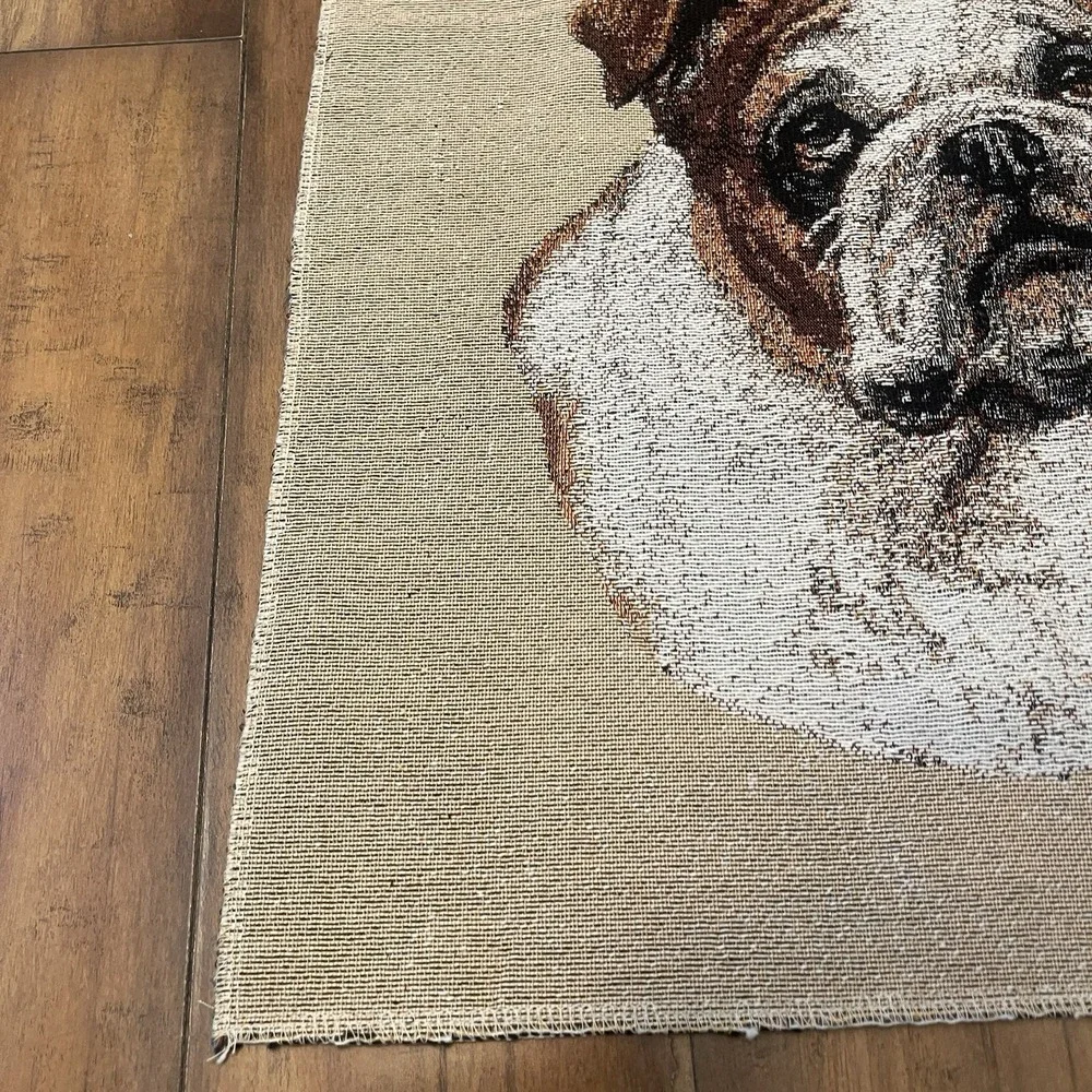 English Bulldog Woven Tapestry Wall Hanging Framable Art